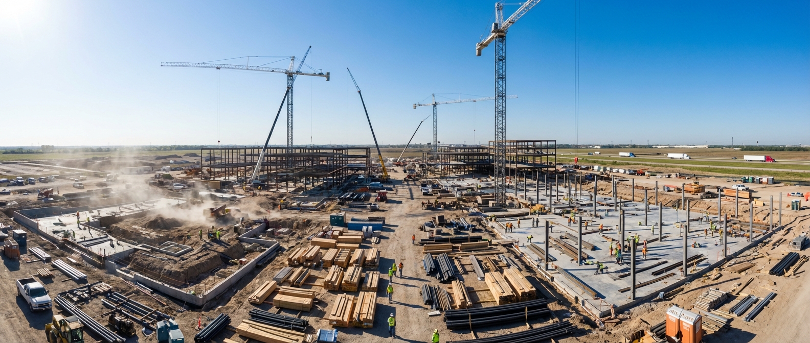 Construction site aerial view